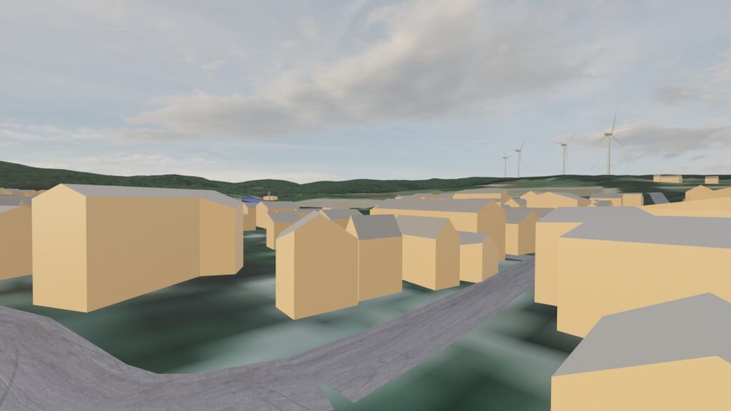 3D generierte Ansichten der möglichen Windenergieanlagen für Otzberg - Blick von Ober-Klingen